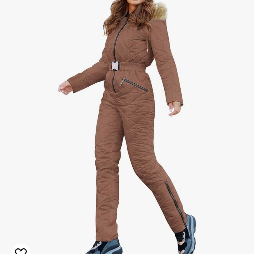 Womens M ski suit winter jumpsuit fur collar outdoor sports snow suit